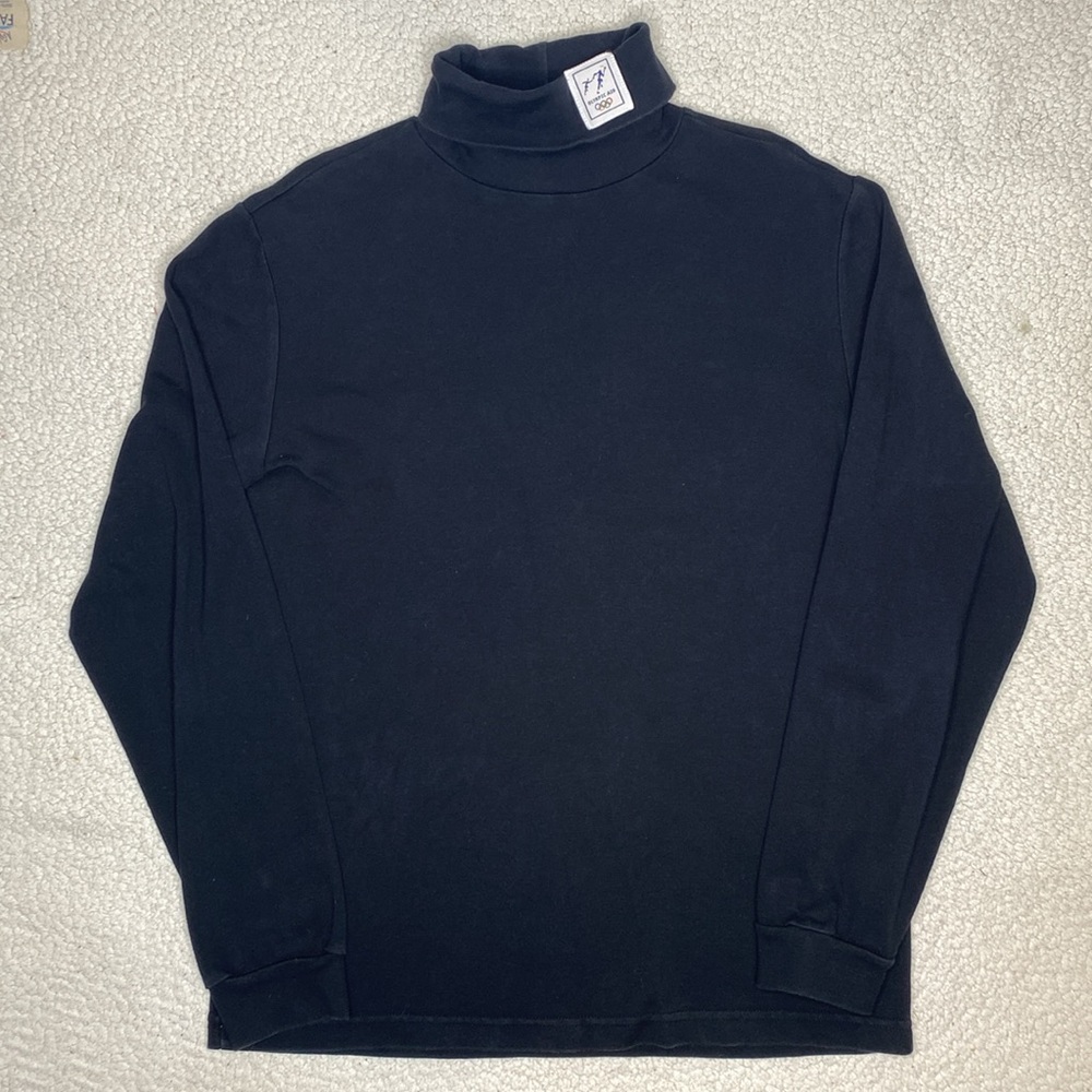 Vintage Winter Olympics Roots Athletic Black Olympic Aid Turtleneck: Size Large